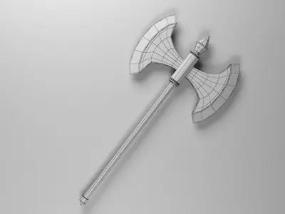 Two sided axe weapon VR AR low-poly 3D model Low-poly 3D model