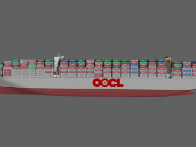 OOCL Spain container ship lowpoly 3D model