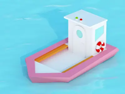 game Water boat  Low-poly 3D model