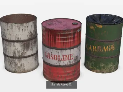 Metallic Barrels Assets Collection 3D Model Pack