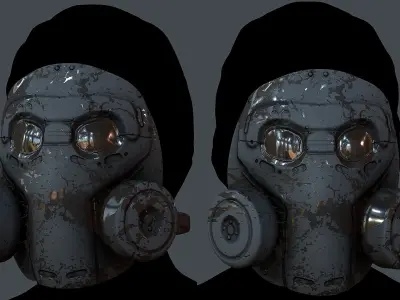 Gas mask helmet 3d model scifi  Low-poly 3D model