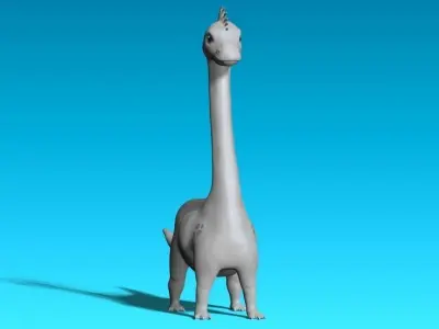 cartoon grey dino Low-poly 3D model