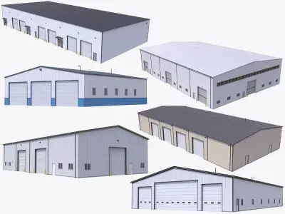6 Industrial Buildings Collection 3D Model Pack purchase