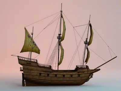 Pirate Ship Low-poly 3D model