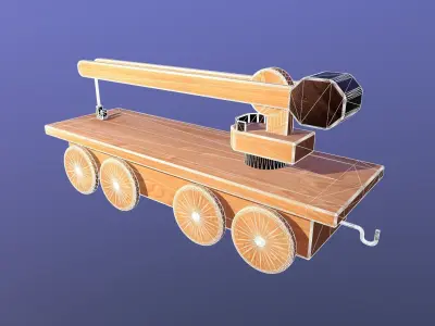 Wooden Toy Train - Crane Wagon Low-poly 3D model