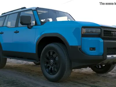  Toyota Land Cruiser Prado 2024 Blue Color Rigged for Cinema 4D 