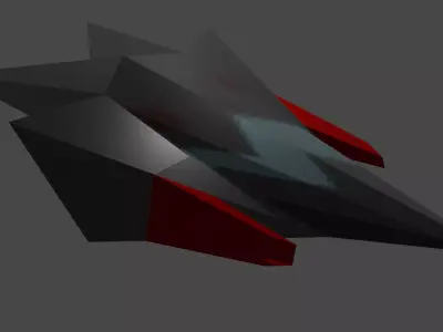 Retro style spaceship Low-poly 3D model