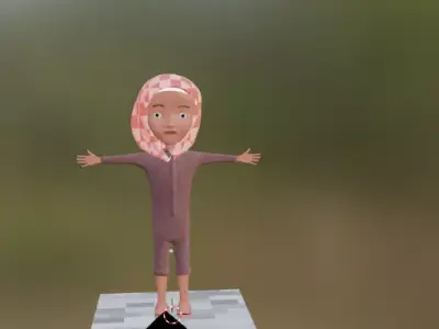 bulletproof girl wearing hijab 3D model