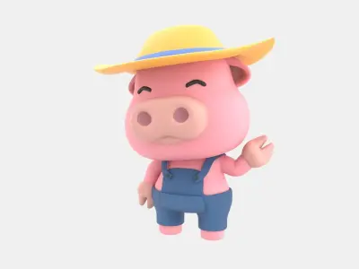 Cute Pig 3D Illustration 3D model 4