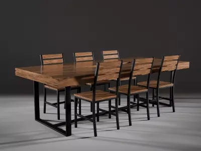 Industrial-style Conference Furniture Set 3D model