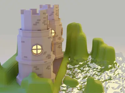 A castle Low-poly 3D model