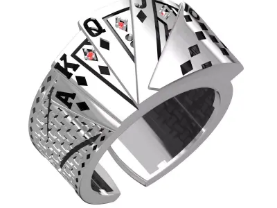 Antique Playing Cards Ring for Men 3D print model