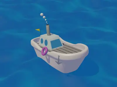 Low Poly Game Ready Boat 3D model