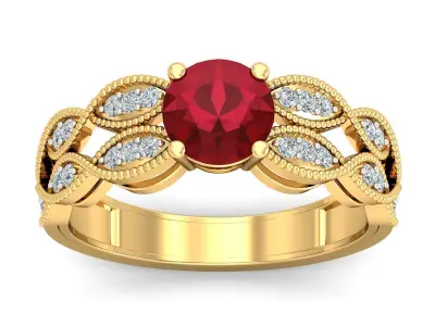 Antique Design Ruby Engagement Ring 3D print model