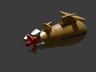 Submarine low poly 3D 3D model