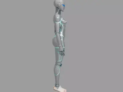 Chrome Cyberpunk Female Android Model 3D model
