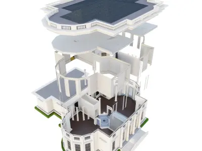 White House with classic interior  Free 3D model