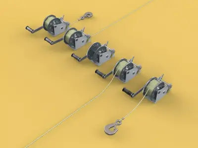 WINCHES HAND CRANK WINCH HOIST WIRE LIFTER ROPE SLING HOOK CRANE 3D model