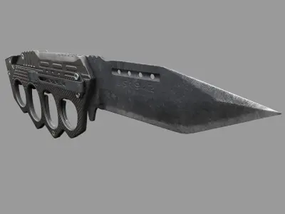 Black folding knuckle knife Low-poly 3D model