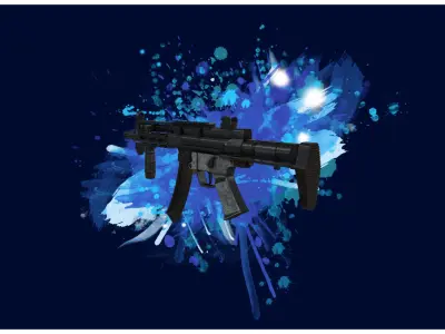 SMG 3 - MP5K Sub-Machinegun - 4K Game Ready Low-poly 3D model