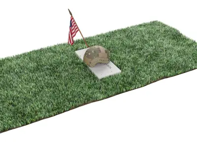 Soldier Grave with Helmet Fur 3D model
