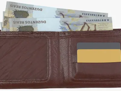 Brazil 200 Reais Wallet Money Purse 3D model