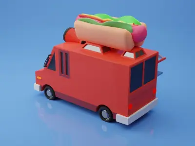 Low-poly Food Truck Model 3D model