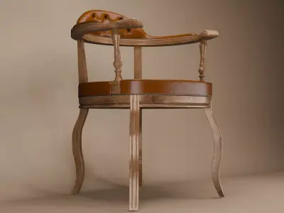 Retro Chesterfield Chair 3D Model Vintage Leather Furniture 3D model