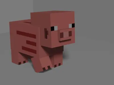 Minecraft Pig Low Poly Free low-poly 3D model