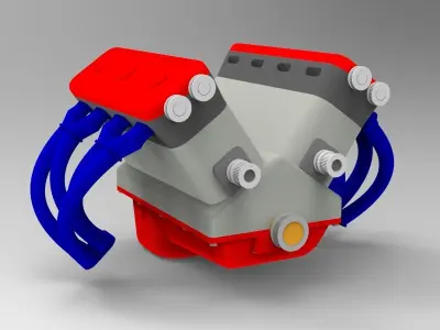 8 cylinder engine 3D model