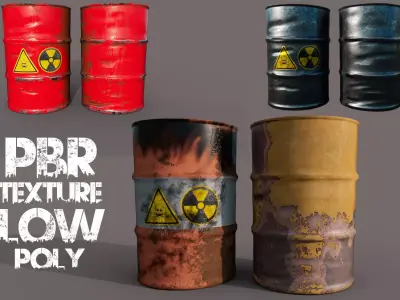 Toxic waste barrel Low-poly 3D model purchase