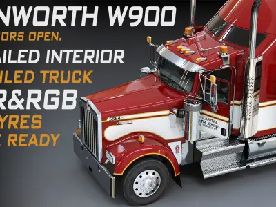 Kenworth W900 Sleeper Low-poly 3D model