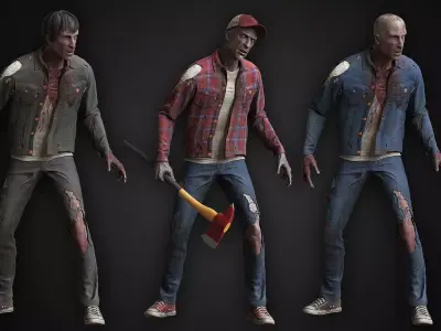 Zombie in Jacket Low-poly 3D model