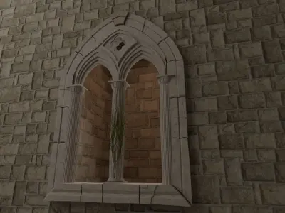 Medieval mullioned window Low-poly 3D model