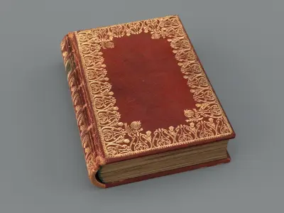 Old leather cover book Low-poly 3D model