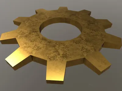 Cogwheels golden gear Free low-poly 3D model