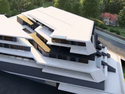 Modern Multi-Level Commercial Complex 3D Model 3D model