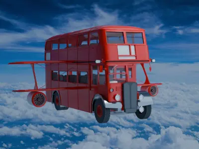 Futuristic Flying Double Decker Bus 3D model