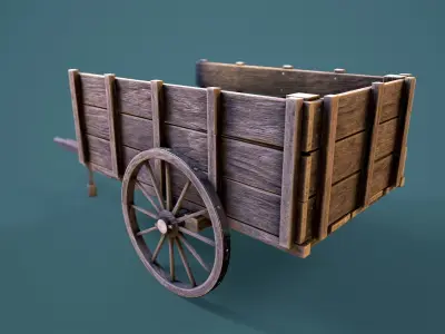 Old Wooden Cart Low-poly 3D model order