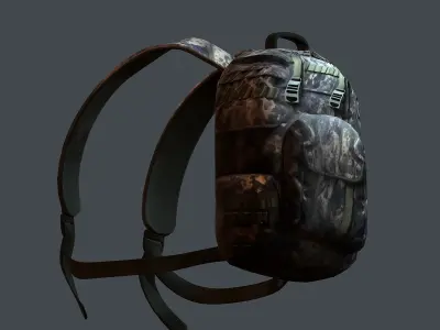 Backpack military combat Black baggage Low-poly Low-poly 3D model buy