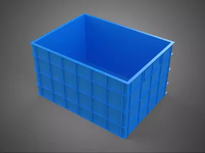 FRESH FISH CRAB SEAFOOD BLUE PLASTIC BOX CRATE CONTAINER STORAGE 3D model