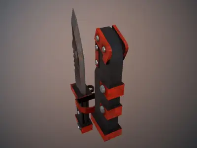 Stylized LowPoly Knife and Case  Free low-poly 3D model