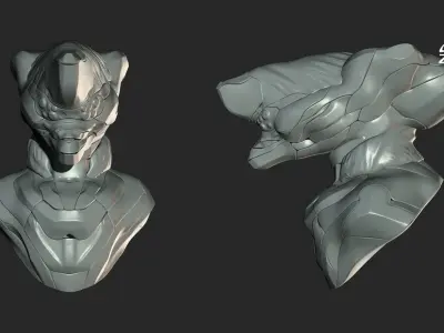 Bio-Mech Bust BaseMesh Sci-Fi Bust With UVs 3D model