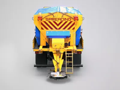 Aged Snow Plow Truck  Winter Service Vehicle with Plow Low-poly 3D model