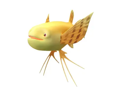 Pantodon Buchholzi fish Animated Low-poly 3D model