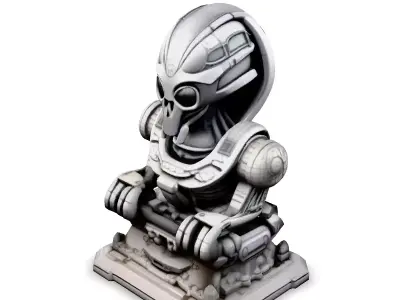 SciFi Alien Statue Bust Low-poly 3D model