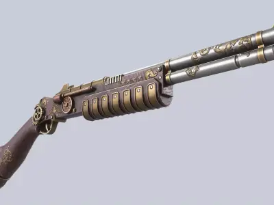 Steampunk gun  Low-poly 3D model