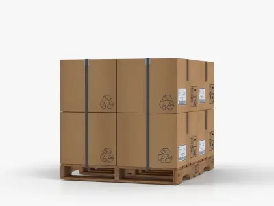 Pallet with Boxes T2 Low-poly 3D model