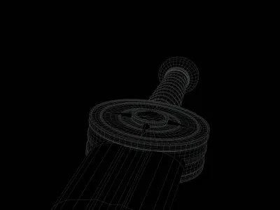Gold engraved sword Free low-poly 3D model