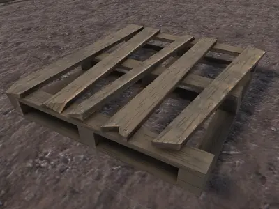 damaged wooden pallet Low-poly 3D model